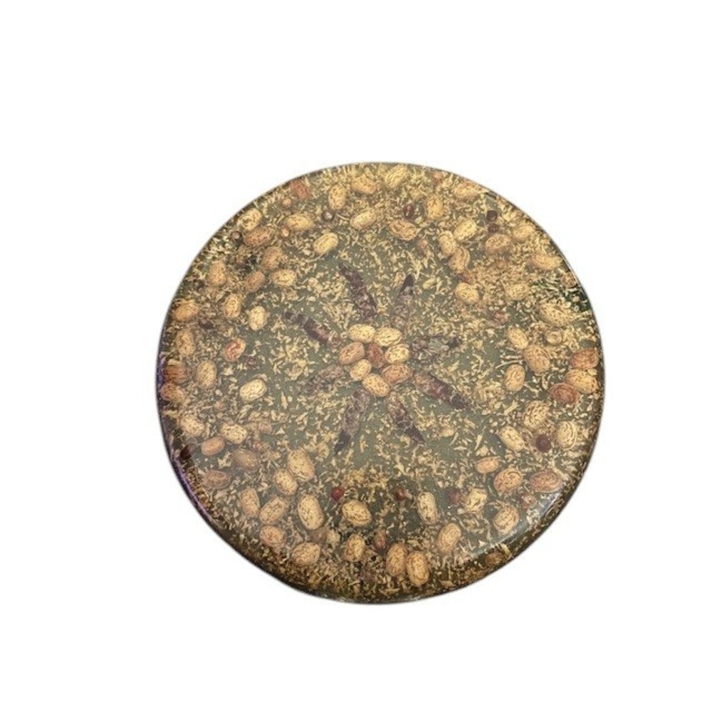 Handmade Round Resin Serving Tray Plate Dried Beans Chili Peppers Spices Kitchen